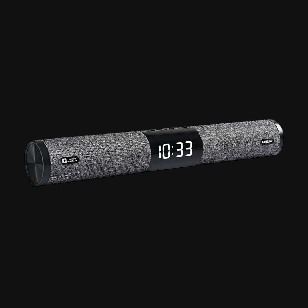 Swiss Military Audio Mortley Klok Bluetooth Speaker — 20W, BT 5.3, 52mm driver, clock + FM