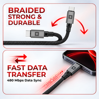 FLOW C2C 100W Type-C to Type-C Cable — 1.5 Meter Braided with E-Mark Chip & PD Fast Charge