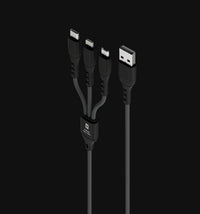Swiss Military Audio Trio 3-in-1 Cable — 1m, USB to Micro/Type-C/Lightning, 3A fast charge