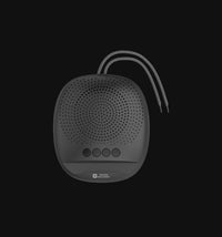 Swiss Military Audio Ancha Dude 5W Bluetooth speaker in black with TWS function, USB/TF, Type C charging, FM radio, and mobile phone holder.