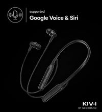 Swiss Military Audio KIV-I black neckband earbuds with soft in-ear design, supporting Google Voice & Siri.