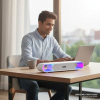 Swiss Military Audio MORTLEY GLEAM 20W Bluetooth soundbar with RGB lighting and TWS mode. White.