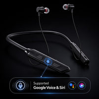 Swiss Military Audio SWISS NECKBAND PEP- C black wireless earbuds with soft in-ear design and voice assistant support.