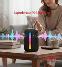 Swiss Military Audio Wiggly portable Bluetooth speaker with dynamic RGB lighting and 5W audio output.